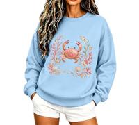 Rrongwn Sudadera para mujer sin capucha con estampado de vida marina, 06 Sky Blue, XXL