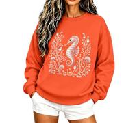 Rrongwn Sudadera para mujer sin capucha con estampado de vida marina, 07 naranja., M
