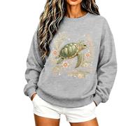 Rrongwn Sudadera para mujer sin capucha con estampado de vida marina, 08 gris., L