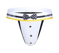 Rrongwn Tanga de tanga hombres de malla de pesca ropa interior cintura baja G tangas ropa interior sexy bikini carta negro Clubwear San Valentín ropa, Blanco, L