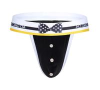 Rrongwn Tanga de tanga hombres sin espalda bragas T-Back calzoncillos Backless Thongs Ropa de San Valentín Bikini Clubwear Ropa de San Valentín Ropa, Negro , L