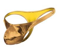 Rrongwn Tangas de cuero para hombre de malla sexy ropa interior elástica tanga tanga overt transparente bragas Ouvert transparente calzoncillos bikini Clubwear San Valentín Ropa, amarillo, Talla única