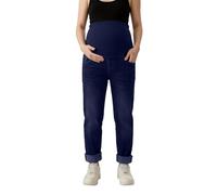Rrongwn Vaqueros de maternidad Boyfriend de cintura alta, elásticos, pantalones de maternidad con varios bolsillos, elásticos, con pierna recta, Dark Blue2, S