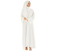 Rrongwn Vestido largo de oración para mujer Ramadán Katfan vestido árabe turco de cuerpo entero vestido de oración Abaya mujeres Abaya Burka de cuerpo entero caftán, Blanco, XXL