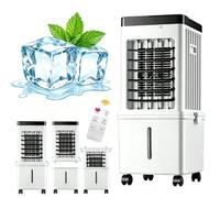 RRrawgff 3 En 1 Enfriador de Aire Evaporativo, Climatizador Evaporativo con 3 Velocidades, Temporizador de 7.5 Horas, Enfriador de Pantano con Oscilación con Depósito de 12 L, Mando a Distancia
