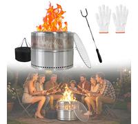 RRrawgff Brasero Exterior Sin Humos 50 cm, Brasero Exterior Jardín Estufa, para Camping Jardín Balcón con Bandeja de Cenizas Extraíble, Bolsa Impermeable y Póker Incluidos