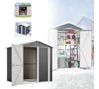 RRrawgff Caseta de jardín de Metal, Cobertizo de jardín de Metal, Caseta con ventilación y con Cerradura, Armario de jardín Impermeable para Exterior, Incluye cimiento de Metal