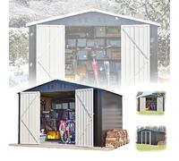 RRrawgff Cobertizo de Jardín Exterior 300x252x191cm, Metálico Caseta de Jardín con Puerta y Ventilación, Cobertizo de Almacenamiento con Techo, Caseta Metal para Herramientas Terraza Patio