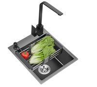 RRrawgff Fregadero de Cocina pequeño con Grifo Cuadrado, Fregadero de un Solo Seno de Acero Inoxidable con dispensador de jabón (32 x 32 cm)