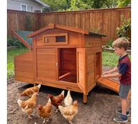 RRrawgff Gallinero de Madera para Exterior, Caseta para Gallinas con Nidos, Bandeja Extraíble, Perchas, Techo Impermeable, Casa para 2-4 Gallinas y Conejos, 104x60x71.5cm