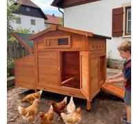 RRrawgff Gallinero para Exterior Island con ponedero - Gallinero de Madera tratada para Exteriores - Capacidad 2-4 gallinas - Amplia Puerta de Acceso - 104x60x71.5 cm