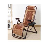 RRrawgff Silla de Patio de bambú Plegable y reclinable para Piscina, terraza, Camping, jardín, césped, con portavasos y Almohada, Respaldo Ajustable y cómodo (Color marrón)