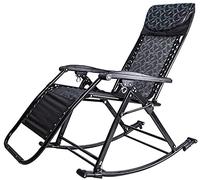 RRrawgff Silla Plegable de Ocio, Mecedora, para Adultos, Oficina, Exterior, balcón, salón, Siesta, Tumbona para Playa, jardín, Camping, portátil (Negra)