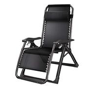 RRrawgff Sillón reclinable Plegable para Patio, para Exteriores, con reposacabezas Desmontable, para Patio, Piscina, terraza, Camping (Color: B Negro)