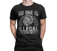 RRRRDXdx333 No One Is Illegal On Stolen Land T Shirt Immigration Merchandise Funny Round Collar Tees Birthday Gift