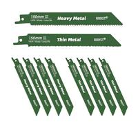 RRRST 10 Hojas Sierra Sable, 5 Hojas 18TPI para Cortar Metal Delgado, 5 Hojas 14TPI para Cortar Pesado Metal, Duradero y Fácil de Usar