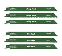 RRRST Juego de 6 hojas de sierra sable de 225 mm, 3 piezas 14TPI para metal pesado, 3 piezas 18TPI para corte fino de metal, fácil y duradero