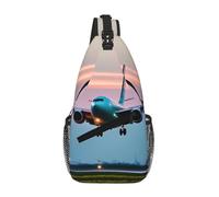 RRSZCC Airplane In The Evening Lights - Bolsa de pecho para hombres y mujeres, pequeña bolsa de hombro impermeable, mini mochila cruzada para senderismo