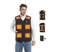 Rrtizan Chaleco calefactable hombre con bateria 10000mah, chaqueta calefactable sin mangas ligera, 3 niveles de calor + 12 zonas, Para trabajar al aire libre, ciclismo, moto y esquí