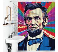RRTYVFD Abraham Lincoln - Cortina de ducha con diseño de retrato, 1 cortina de ducha de tela resistente al moho, lavable e impermeable, 136 x 180 cm