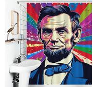 RRTYVFD Abraham Lincoln - Juego de cortina de ducha de tela impermeable resistente al moho con 12 ganchos, 143 x 180 cm