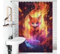 RRTYVFD Baby Kurama - Cortina de ducha con diseño de zorro de nueve colas, tela impermeable de poliéster moderno, repelente al agua, para bañeras, 46.85 x 70.87 pulgadas