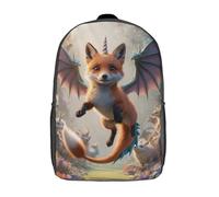 RRTYVFD Bonita mochila infantil con estampado de ciervos, ideal para la escuela, ocio y viajes, también para adultos y niños., Flying Fox Kit With Dragon Wings, 17"