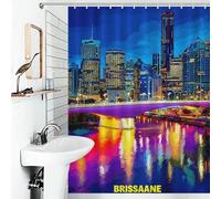 RRTYVFD Brisbane Nights City Lights Reflection - 1 cortina de ducha resistente al moho, 100% tela de poliéster, moderno juego de decoración de baño para niños, mujeres y hombres, 130 x 170 cm