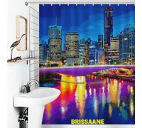 RRTYVFD Brisbane Nights City Lights Reflection - 1 cortina de ducha resistente al moho, 100% tela de poliéster, tela suave, ideal para hoteles y caravanas, 56,30 x 70,87 pulgadas