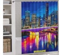 RRTYVFD Brisbane Nights City Lights Reflection -1 Cortina de ducha resistente al moho, gruesa y duradera, tela de poliéster suave, cortina de ducha para baño, 163 x 180 cm