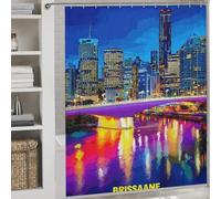 RRTYVFD Brisbane Nights City Lights Reflection -1 Cortina de ducha resistente al moho, gruesa y duradera, tela de poliéster suave, cortina de ducha para baño, 177 x 180 cm