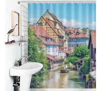 RRTYVFD Canal in Colmar Cortina de Ducha Resistente al Moho Secado Rápido Impermeable Moderna Poliéster para Bañera y Ducha, 127 x 178 cm
