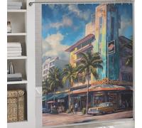 RRTYVFD City of Salsa Miami USA - Cortina de ducha (100% poliéster, resistente al moho y ganchos para bañera y cabina de ducha, 177 x 180 cm (69,69 x 70,87 pulgadas)