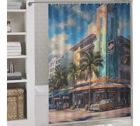 RRTYVFD City of Salsa Miami USA - Cortina de ducha de poliéster resistente al moho, divertida cortina de baño para baño, dormitorio universitario, 163 x 180 cm