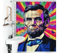 RRTYVFD Colorido retrato de Abraham Lincoln - 2 cortinas de ducha de tejido de poliéster resistente al moho y al agua, moderno tejido de poliéster repelente al agua, bañera, 143 x 180 cm