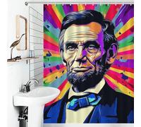 RRTYVFD Colorido retrato de Abraham Lincoln - 2 cortinas de ducha resistentes al moho con ganchos, impermeables, divertidas cortinas de ducha para caravana, 136 x 180 cm