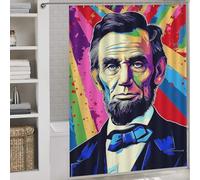 RRTYVFD Colorido retrato de Abraham Lincoln, resistente al moho, con ganchos, tela impermeable, cortina de baño, arte moderno para niños, mujeres y hombres, 163 x 180 cm