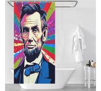 RRTYVFD Colorido retrato de arte pop de Abraham Lincoln - 1 cortina de ducha hecha de 100% poliéster resistente al moho, suave, 90 x 180 cm.