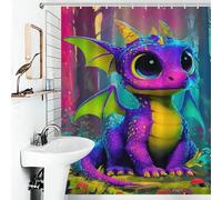 RRTYVFD - Cortina de baño de tela impermeable, resistente, lavable y antimoho, diseño de dragón arco iris mágico en un bosque fantástico, 143 x 180 cm (56,30 x 70,87 pulgadas)
