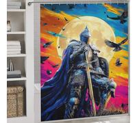 RRTYVFD - Cortina de ducha "Caballero a la luz de la luna", antimoho, secado rápido, resistente e impermeable, para cuarto de baño, 177 x 180 cm (69,69 x 70,87 pulgadas).