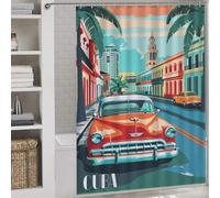 RRTYVFD Cortina de ducha clásica Cuba antimoho con ganchos, tela impermeable moderna de poliéster, repelente al agua, para bañera, ducha, 163 x 180 cm
