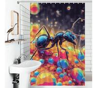 RRTYVFD Cortina de ducha colorida con diseño de hormiga en una burbuja de jabón, resistente al moho, elegante, moderna, de poliéster, resistente al agua, 119 x 180 cm