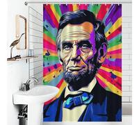 RRTYVFD Cortina de ducha colorida con retrato de Abraham Lincoln, impermeable, resistente al moho, 100% poliéster, 119 x 180 cm