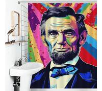 RRTYVFD Cortina de ducha colorida con retrato de Abraham Lincoln, resistente al moho, 100% poliéster, tela suave, ideal para bañera y ducha, 143 x 180 cm.