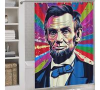 RRTYVFD Cortina de ducha colorida con retrato de Abraham Lincoln, resistente al moho, gruesa y duradera, de poliéster, 163 x 180 cm