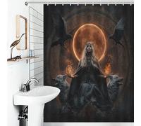 RRTYVFD Cortina de ducha con diseño de brujería, diseño de luna secreta, resistente al moho, elegante, lavable, para cuarto de baño y habitación húmeda, 136 x 180 cm