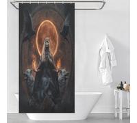 RRTYVFD Cortina de ducha con diseño de brujería en la luna, tela de poliéster impermeable resistente al moho, tela de poliéster impermeable para baño, 90 x 180 cm