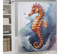 RRTYVFD Cortina de ducha con diseño de caballito de mar y acuarela, tela de poliéster resistente al moho, 177 x 180 cm, ideal para baños y caravanas