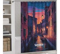 RRTYVFD Cortina de ducha con diseño de Canal Venecia, resistente al moho, impermeable, tela de poliéster, decorativa, para cabinas de ducha y bañeras, 163 x 180 cm