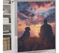 RRTYVFD Cortina de ducha con diseño de Man with Dog In Mind - Cortina de ducha antimoho para uso diario, elegante cortina de ducha para baño, 177 x 180 cm